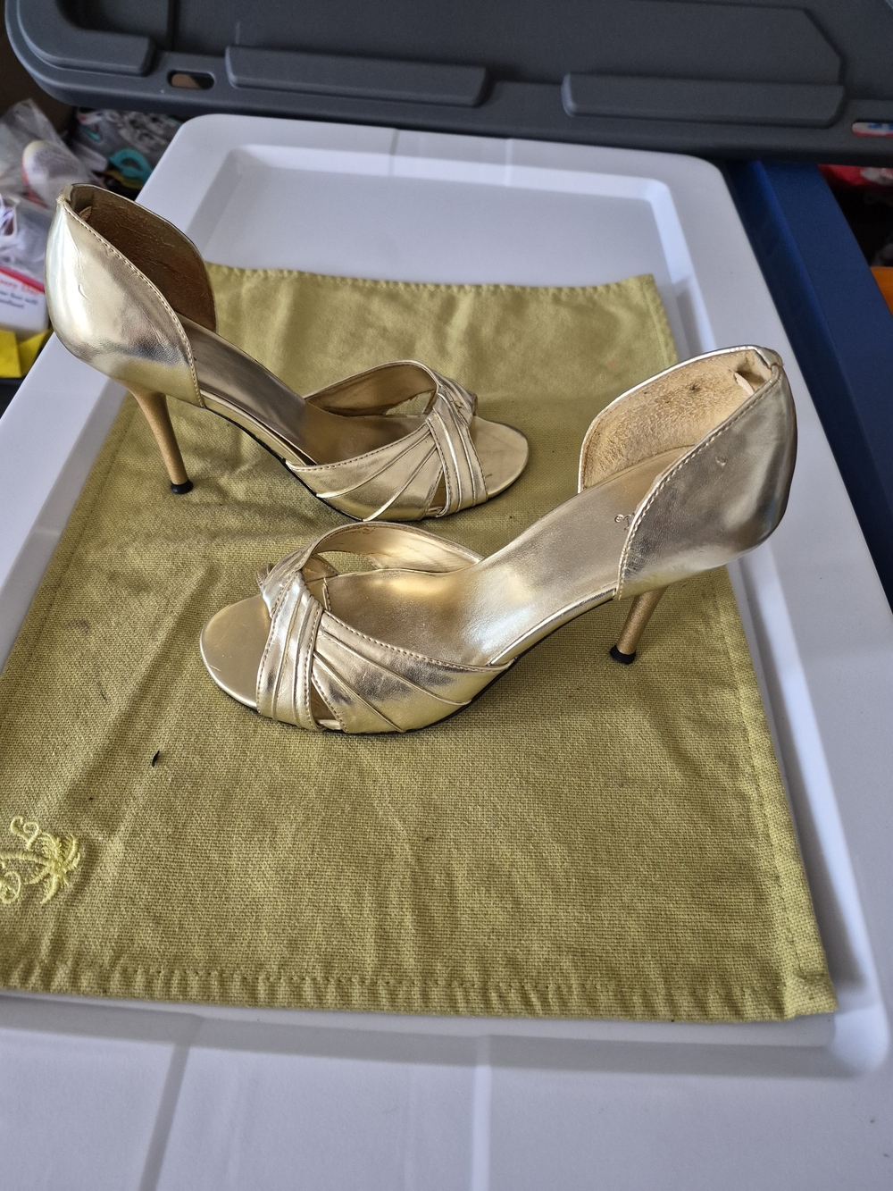 Taunt Metallic Gold Open-Toe Stiletto Sandals